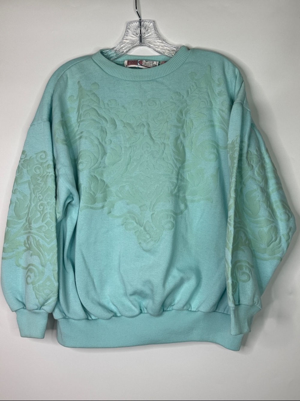 Vintage Gitano Ma Blue Embossed Crewneck Sweatshirt Size Medium 80s